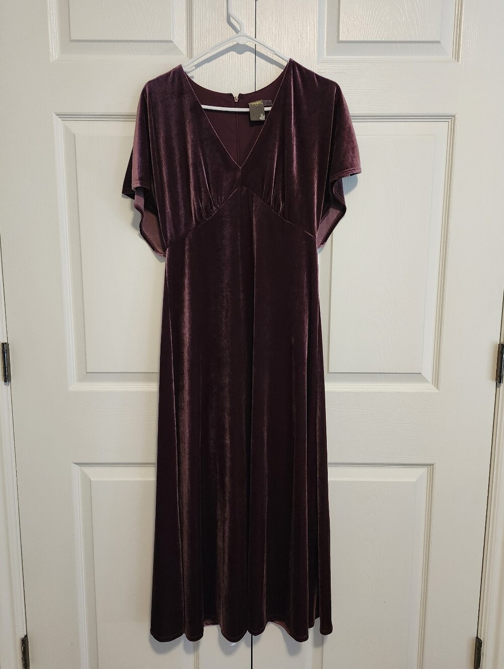 entro Deep Plum Velvet Maxi Dress with V-Neck